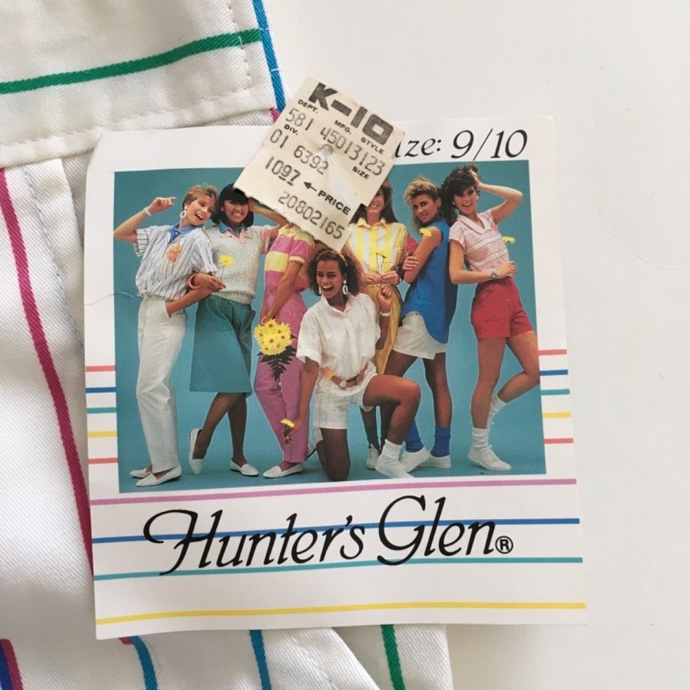 VTG 80s Hunter’s Glen Rainbow Striped Shorts Sz 9/10 High Waisted NOS Japan Made - Picture 3 of 16